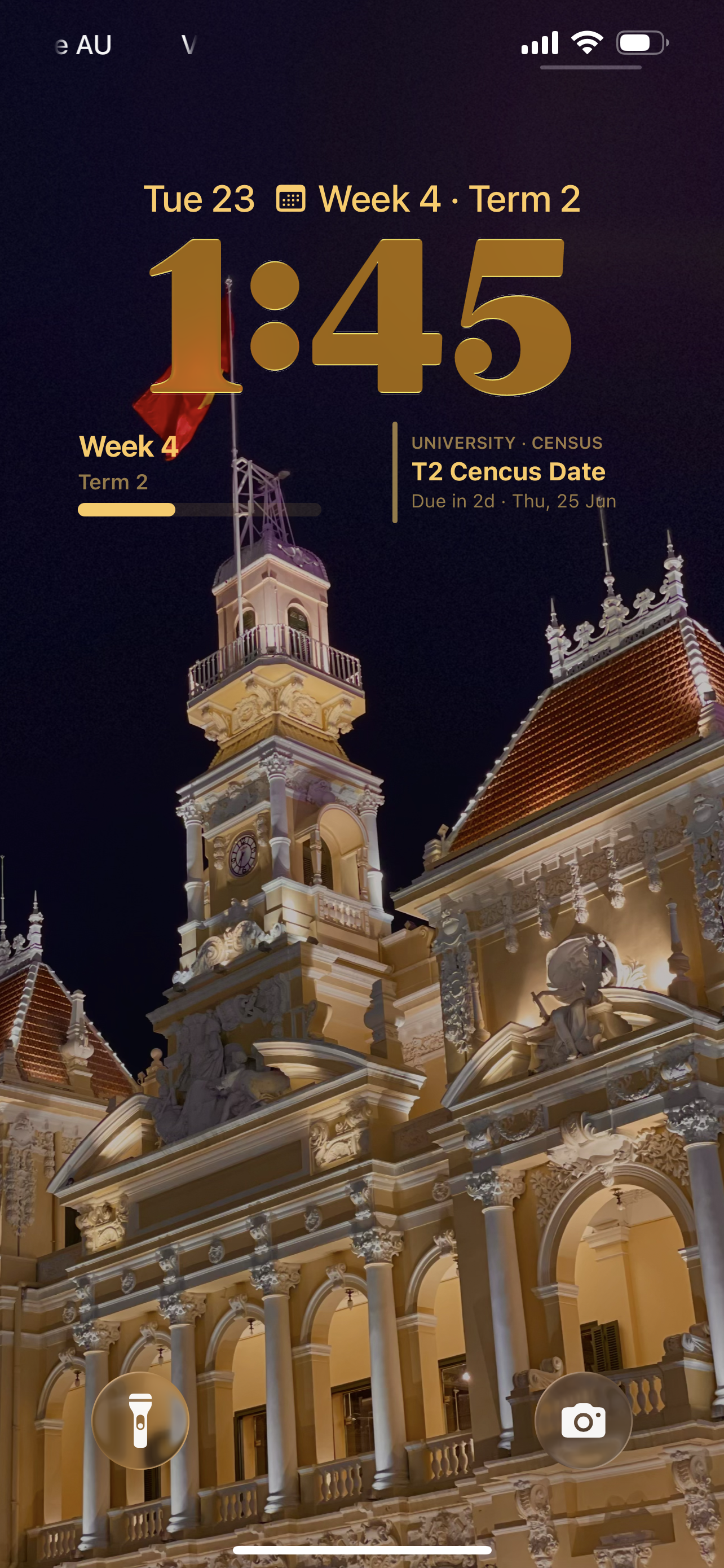 WeekWise medium home screen widget showing week number and semester progress