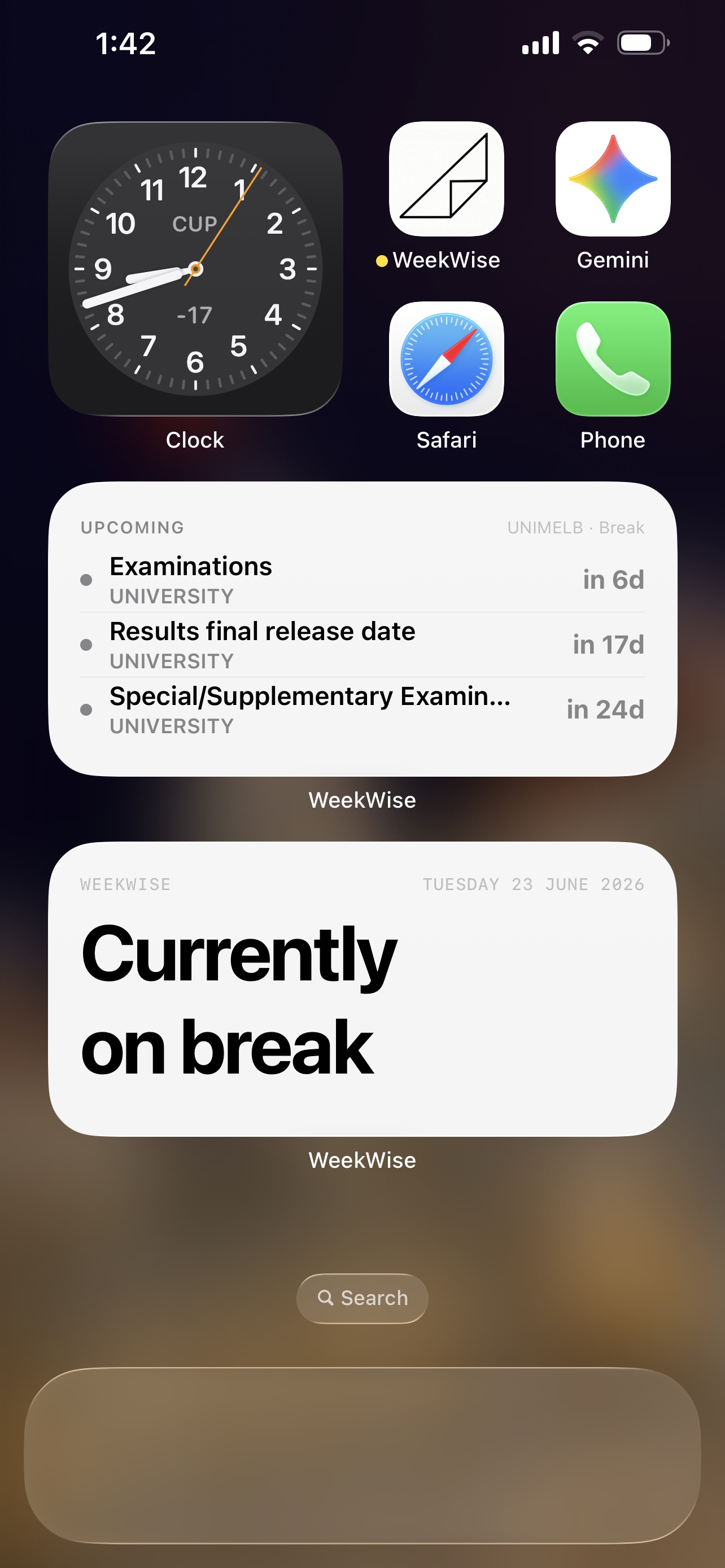 WeekWise lock screen widgets for week progress and next important date