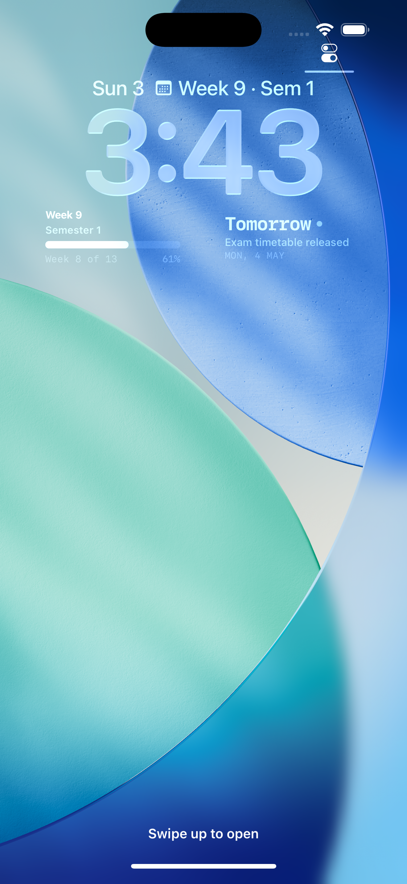 WeekWise lock screen widgets for week progress and next important date
